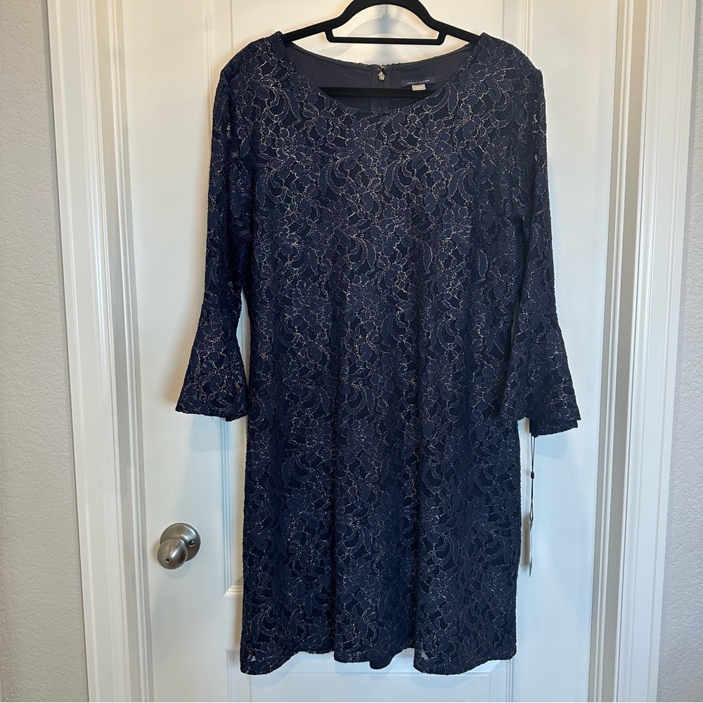 Tommy Hilfiger Elegant Navy and Gold Dress Size 16 NWT